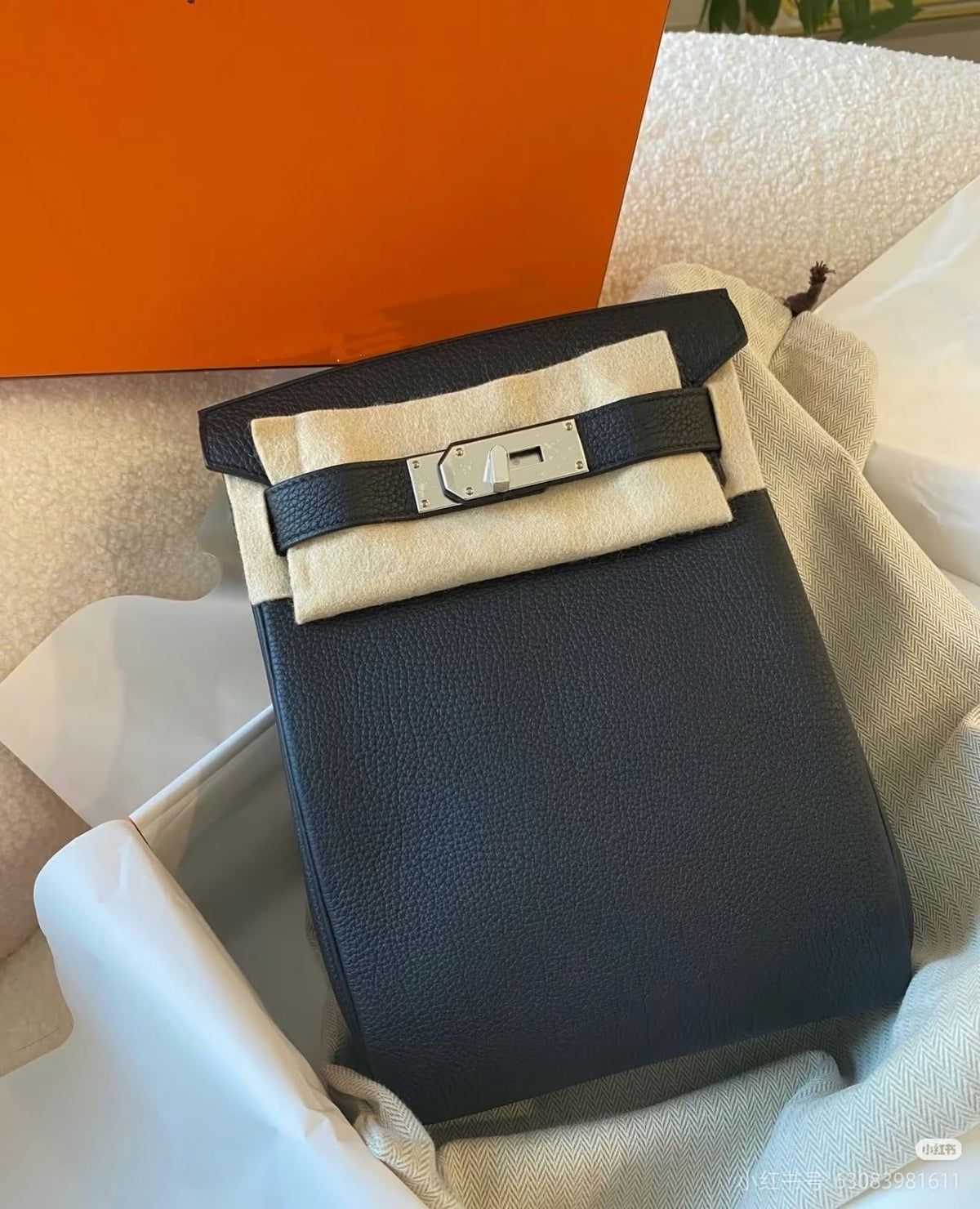 Hermes Flap Backpack - Beige, Black