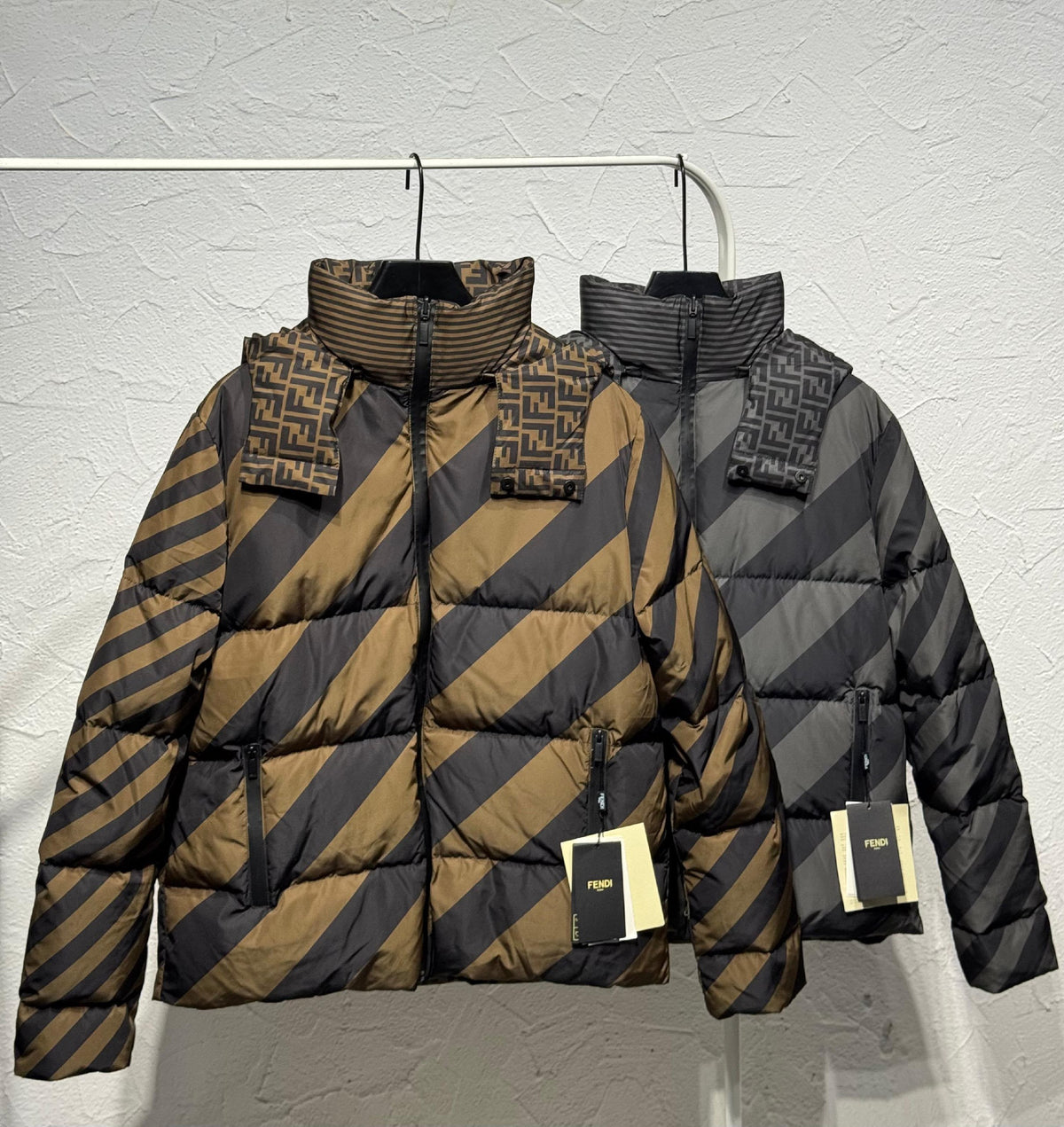 Fendi Puffer Jacket - Brown, Grey