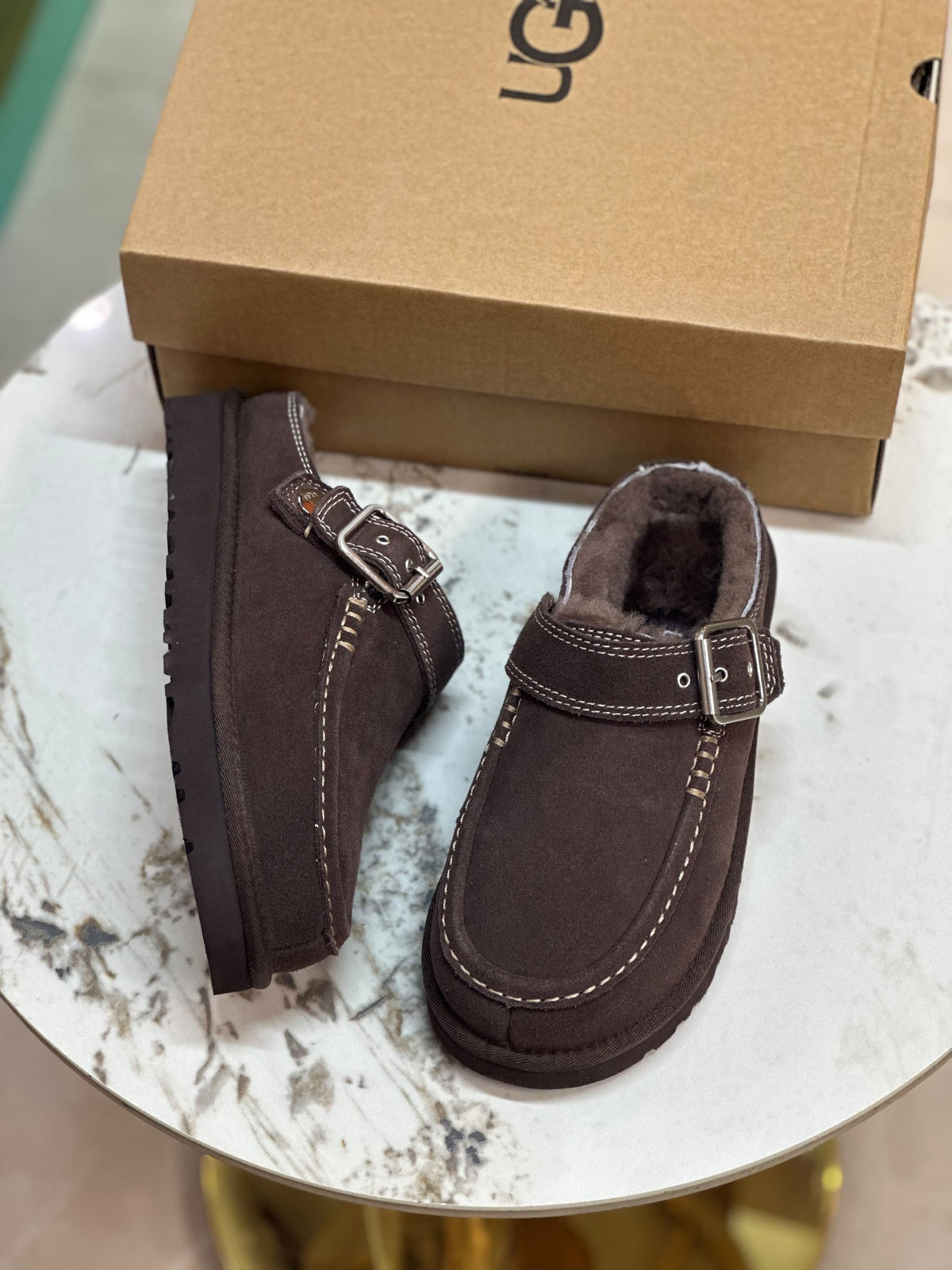 UGG Buckle Mules - Brown