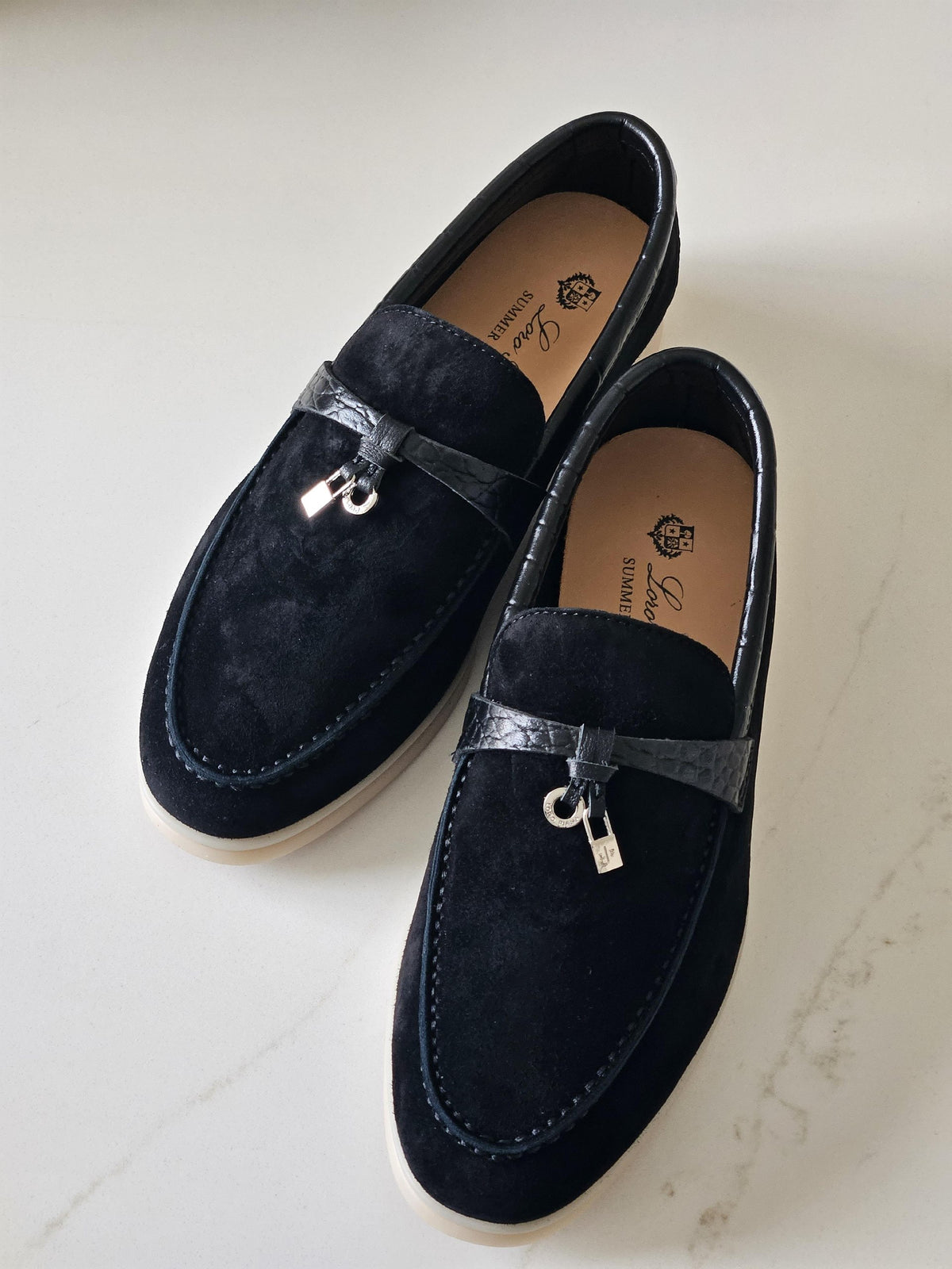 Loro Piana Loafers - Navy Embossed