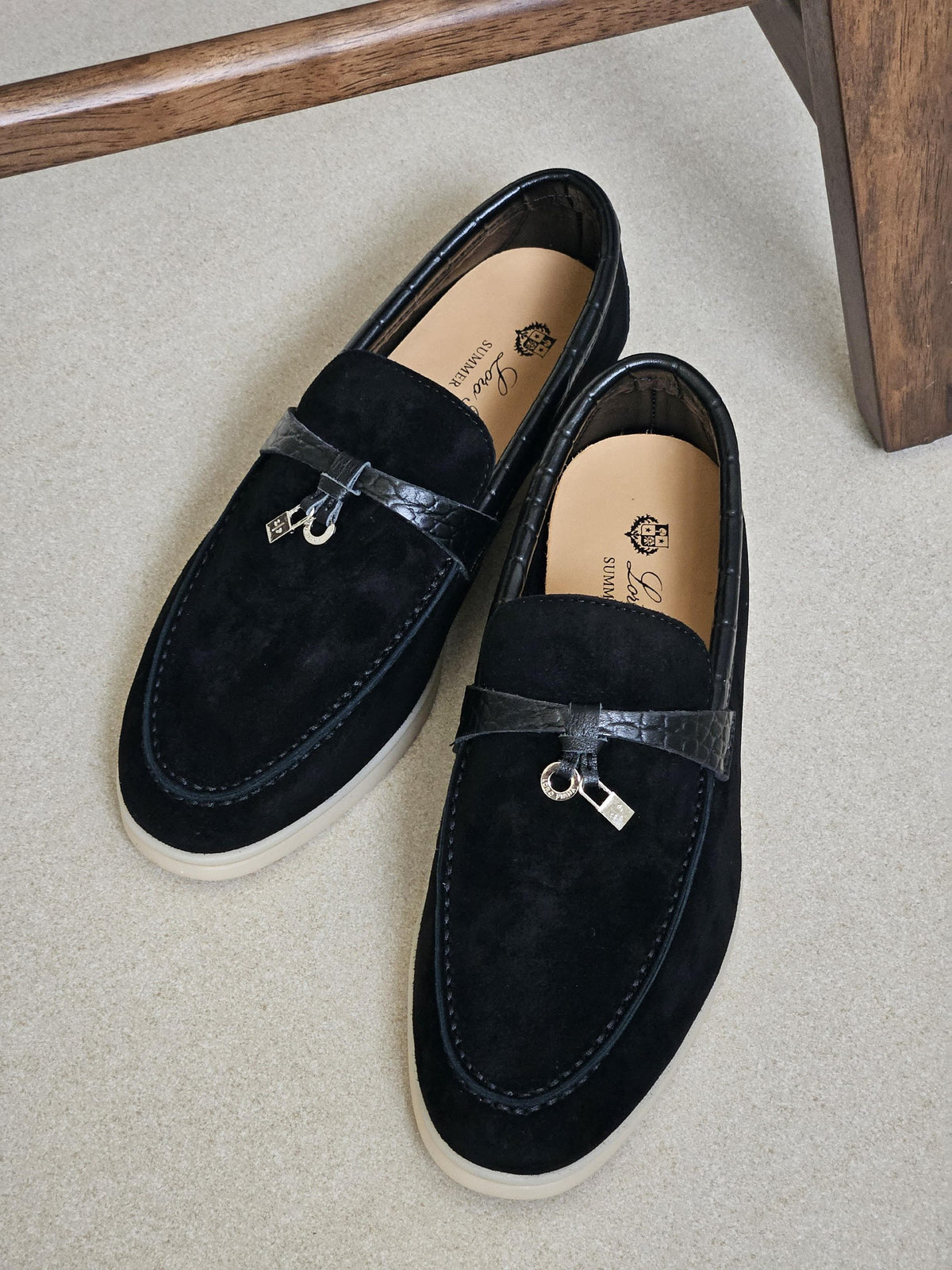 Loro Piana Loafers - Navy Embossed