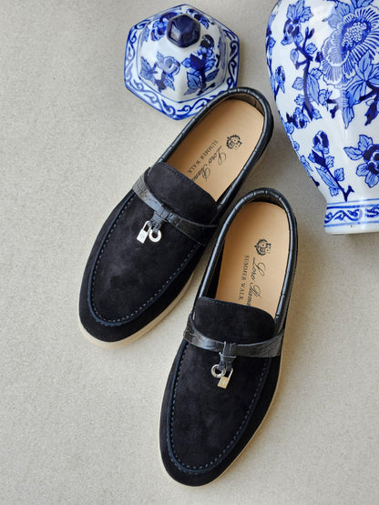 Loro Piana Loafers - Navy Embossed