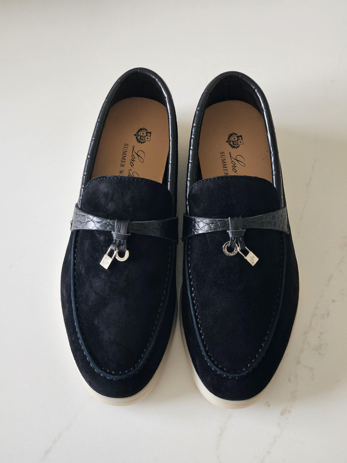 Loro Piana Loafers - Navy Embossed