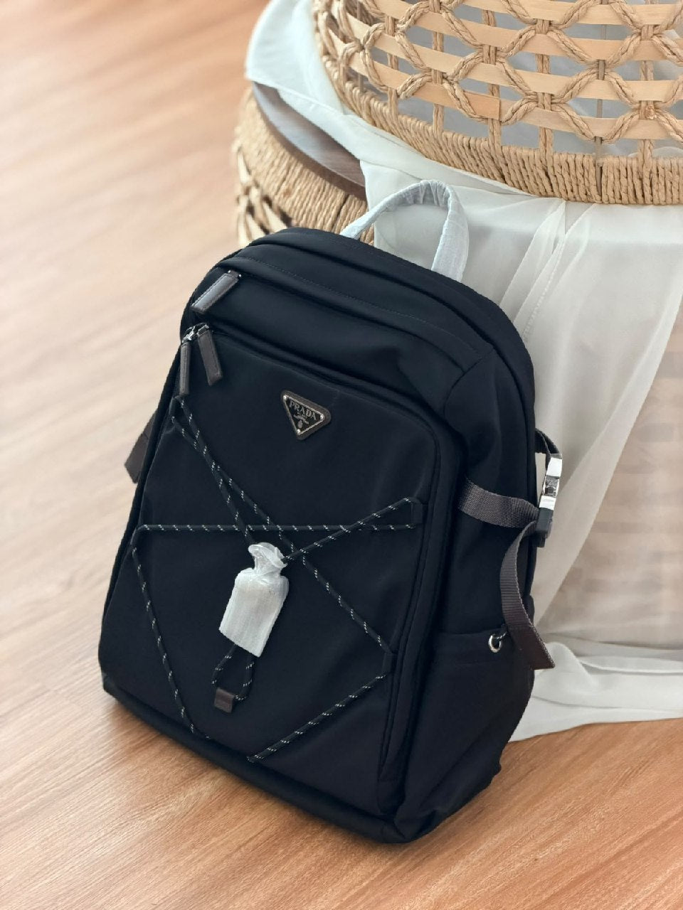Prada Cord-Front Backpack - Black