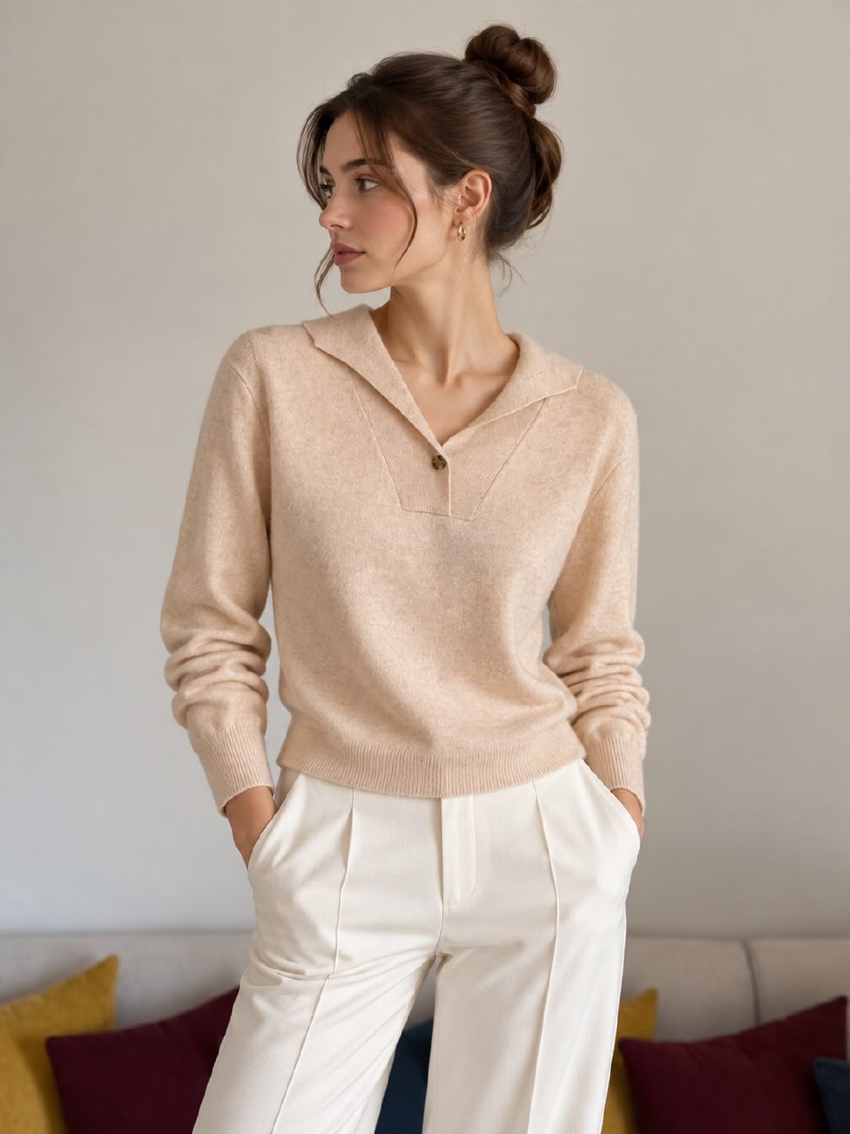 Loro Piana Polo Sweater - Grey, Pink, Beige