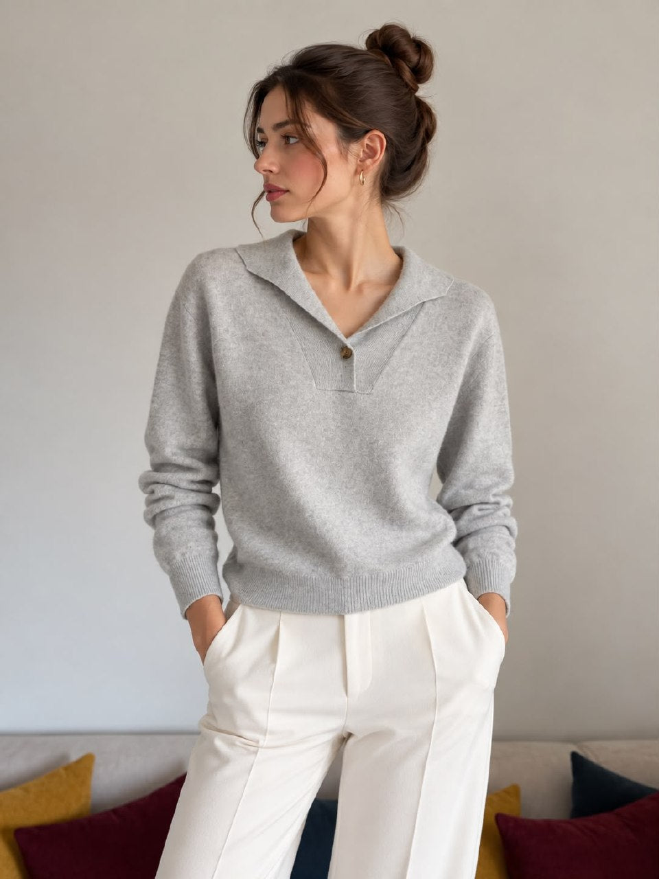 Loro Piana Polo Sweater - Grey, Pink, Beige
