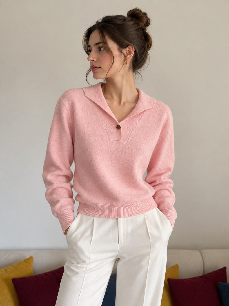 Loro Piana Polo Sweater - Grey, Pink, Beige
