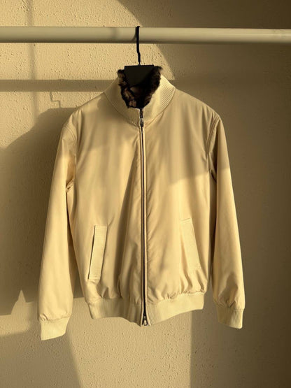 Loro Piana Ribbed Bomber Jacket - Beige