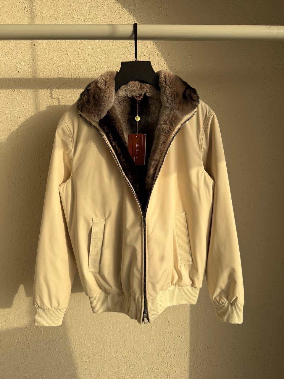 Loro Piana Ribbed Bomber Jacket - Beige