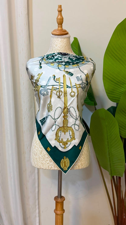 Hermès Scarf - White, Green