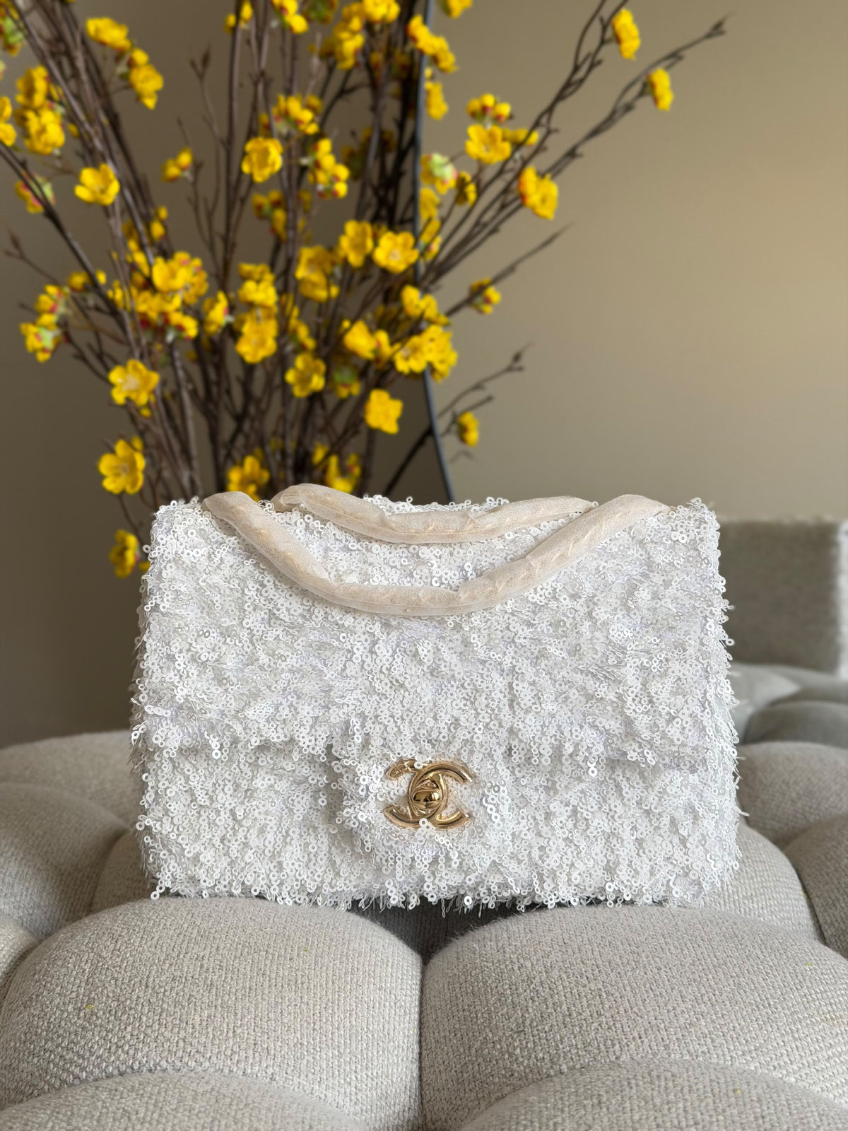 Chanel Shoulder Bag Wrapped Handle - White