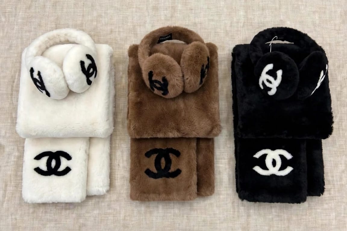 Chanel Scarf - White, Black, Brown