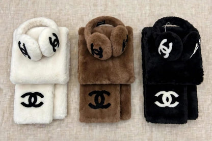 Chanel Scarf - White, Black, Brown