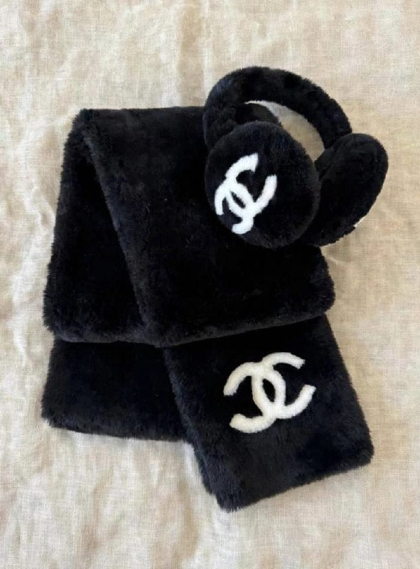 Chanel Scarf - White, Black, Brown