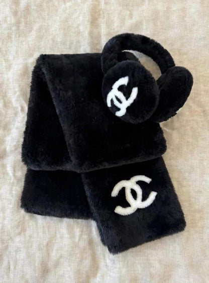 Chanel Scarf - White, Black, Brown