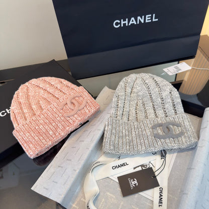 Chanel Beanie - Pink, Grey