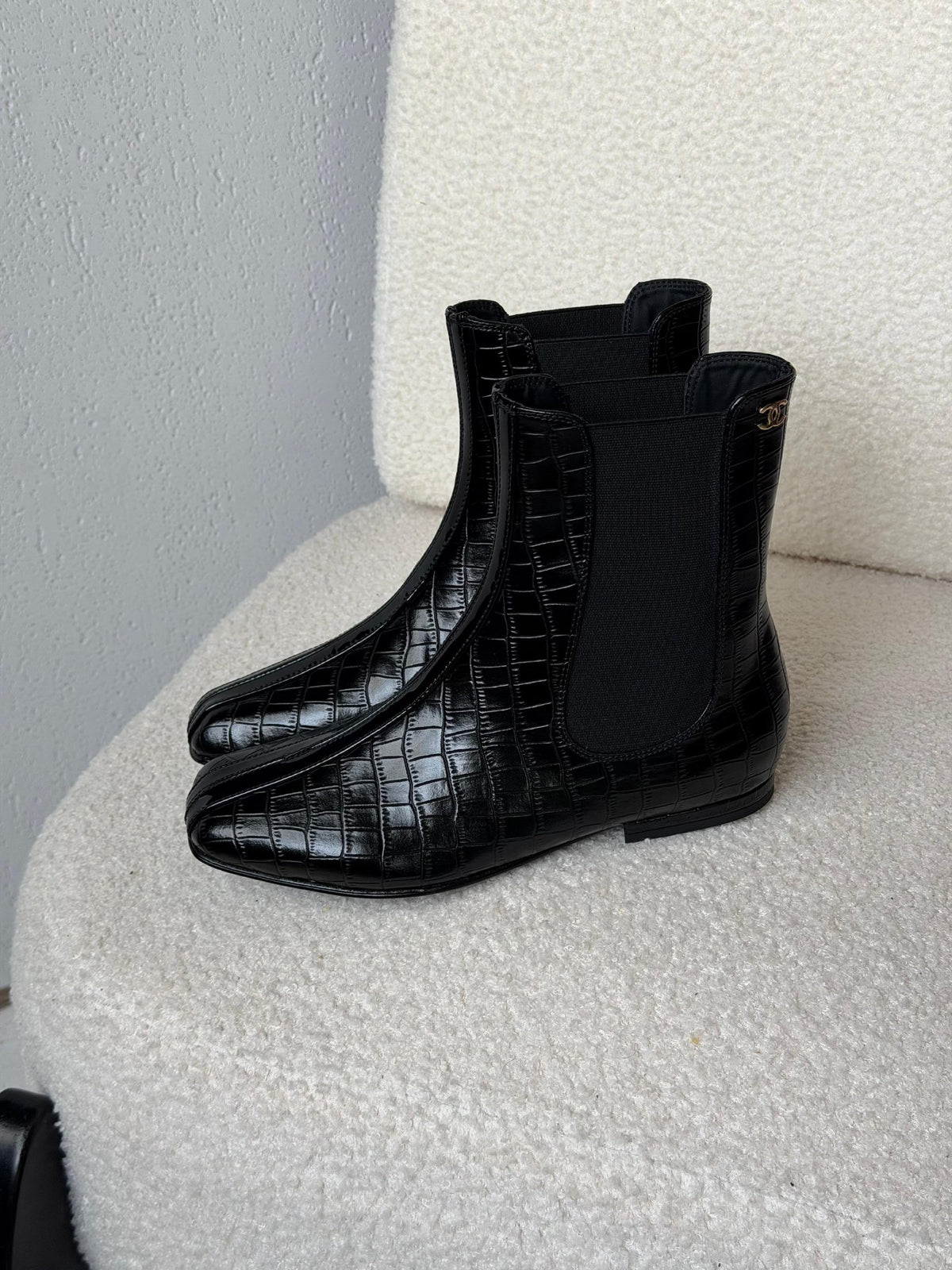 Chanel Boots - Black Embossed