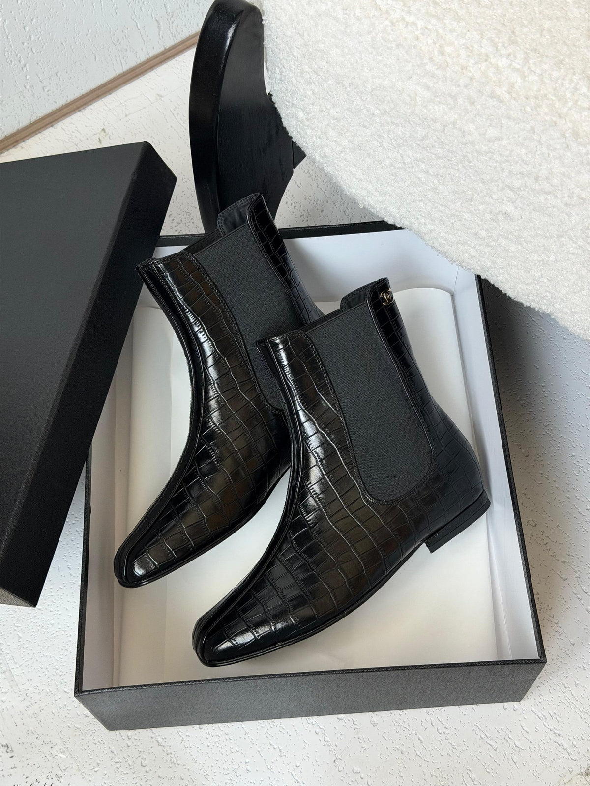 Chanel Boots - Black Embossed