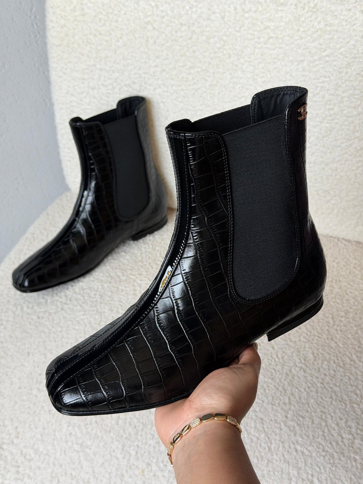 Chanel Boots - Black Embossed