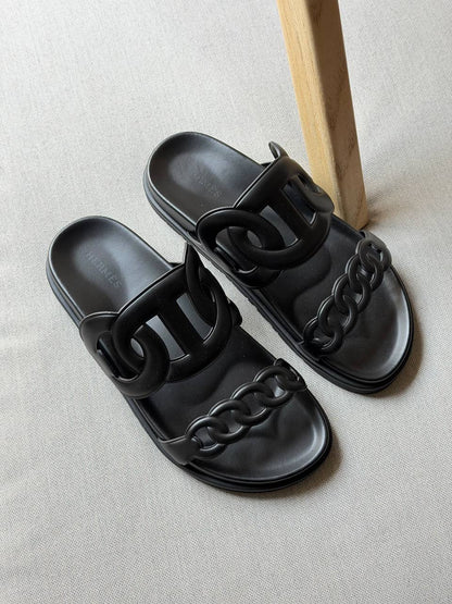 Hermes Slipper - Black