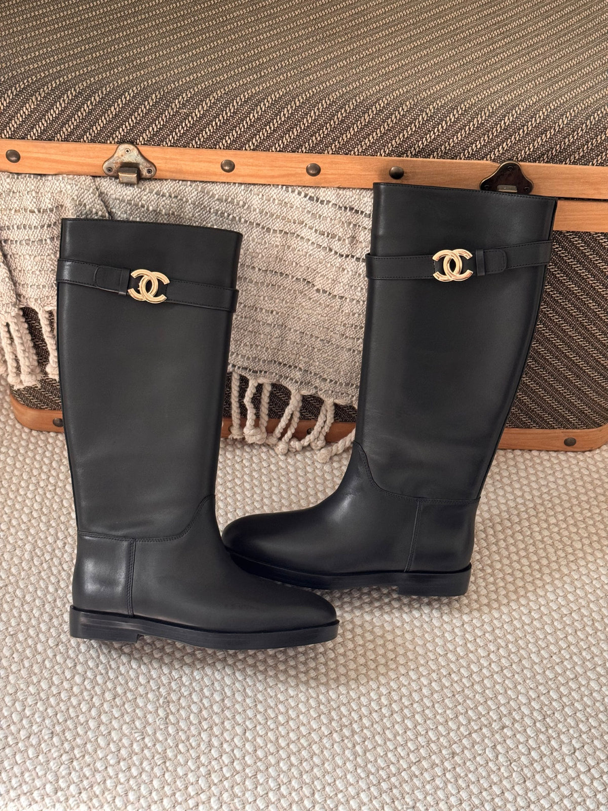 Chanel Belt-Detail Boots - Black