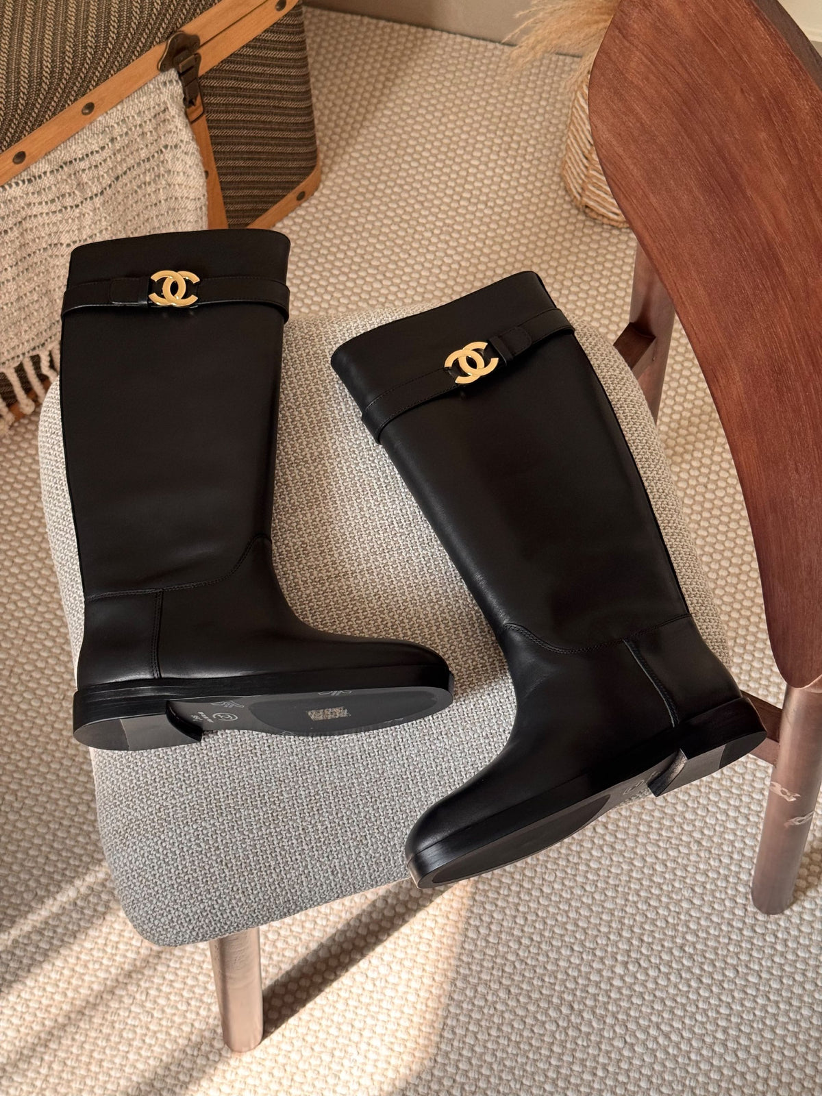 Chanel Belt-Detail Boots - Black