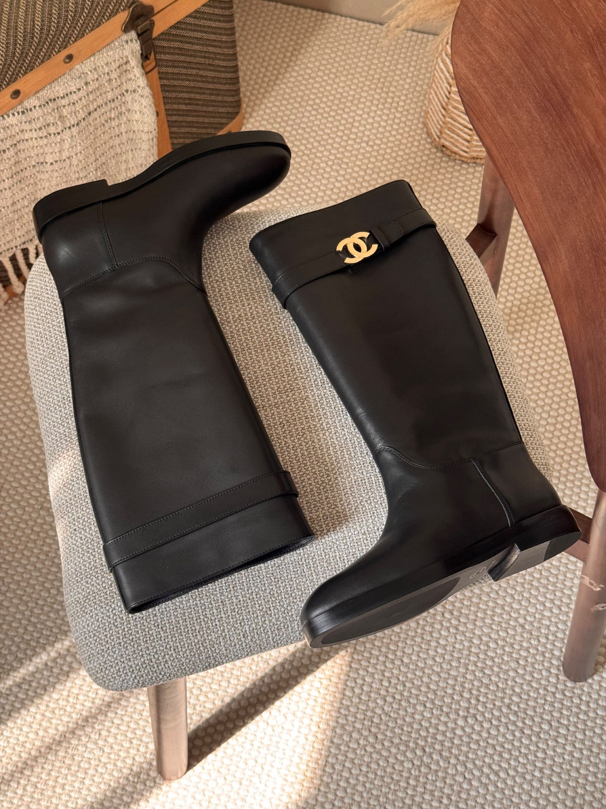 Chanel Belt-Detail Boots - Black