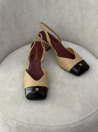 Chanel Heels - Beige & Black