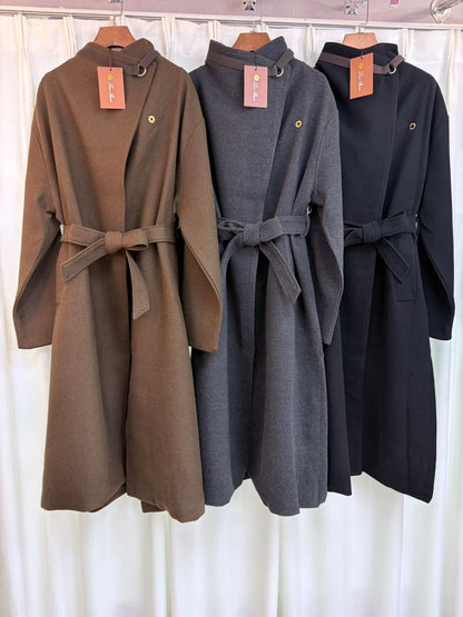 Loro Piana Belted Wrap Coat - Grey, Brown, Black