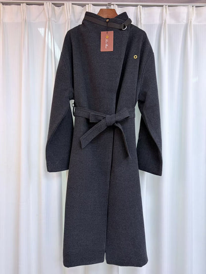 Loro Piana Belted Wrap Coat - Grey, Brown, Black