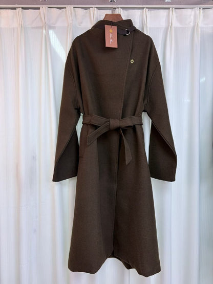Loro Piana Belted Wrap Coat - Grey, Brown, Black