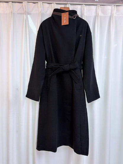 Loro Piana Belted Wrap Coat - Grey, Brown, Black