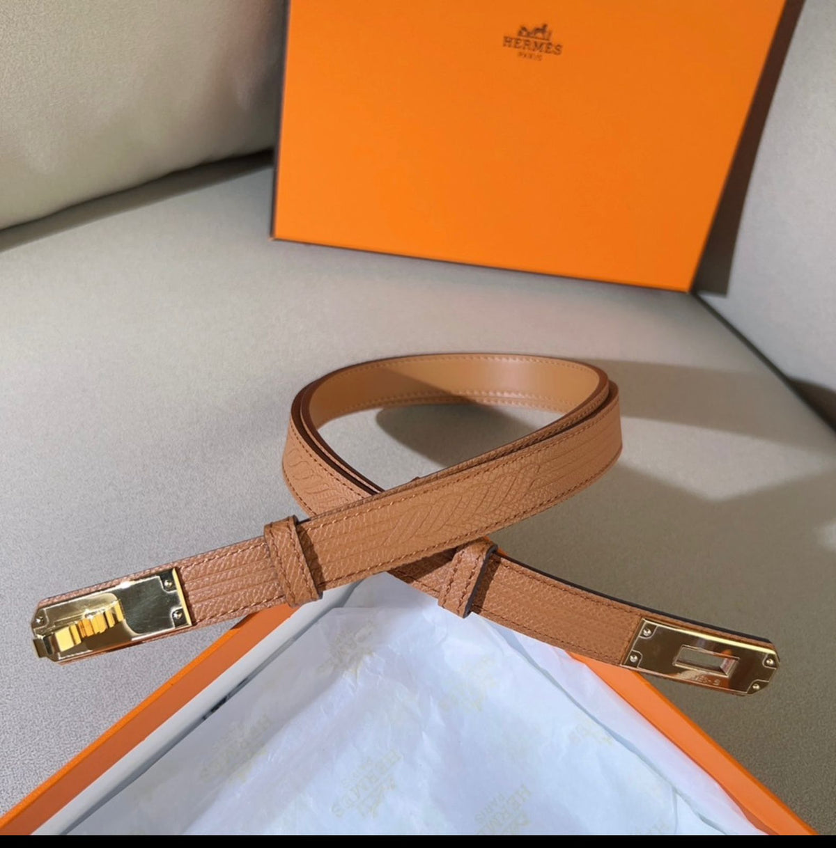 Hermes Turn-Lock Belt - Beige