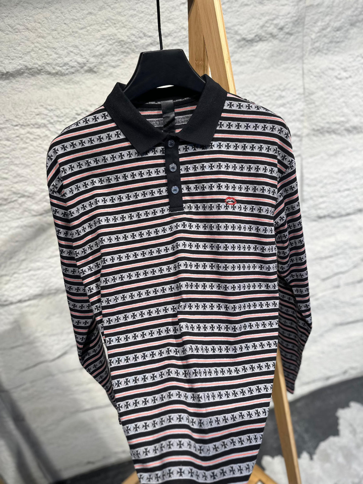 Chrome Hearts Cross Motif Polo Sweater - Black