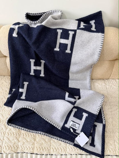 Hermès Monogram Blanket - Navy