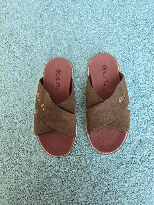Loro Piana Slippers Cross-Strap - Green