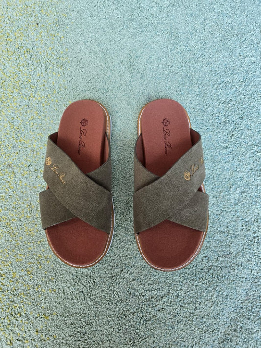 Loro Piana Slippers Cross-Strap - Green