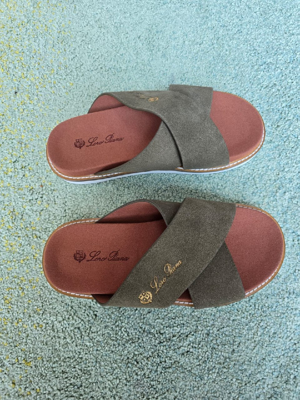 Loro Piana Slippers Cross-Strap - Green