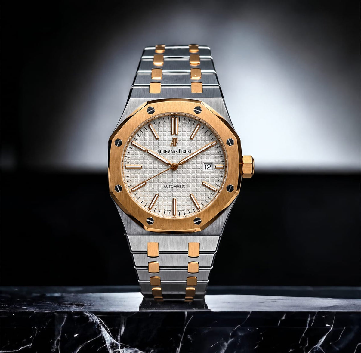 Audemars Piguet Watch Waffle Dial Two-Tone Bezel - 