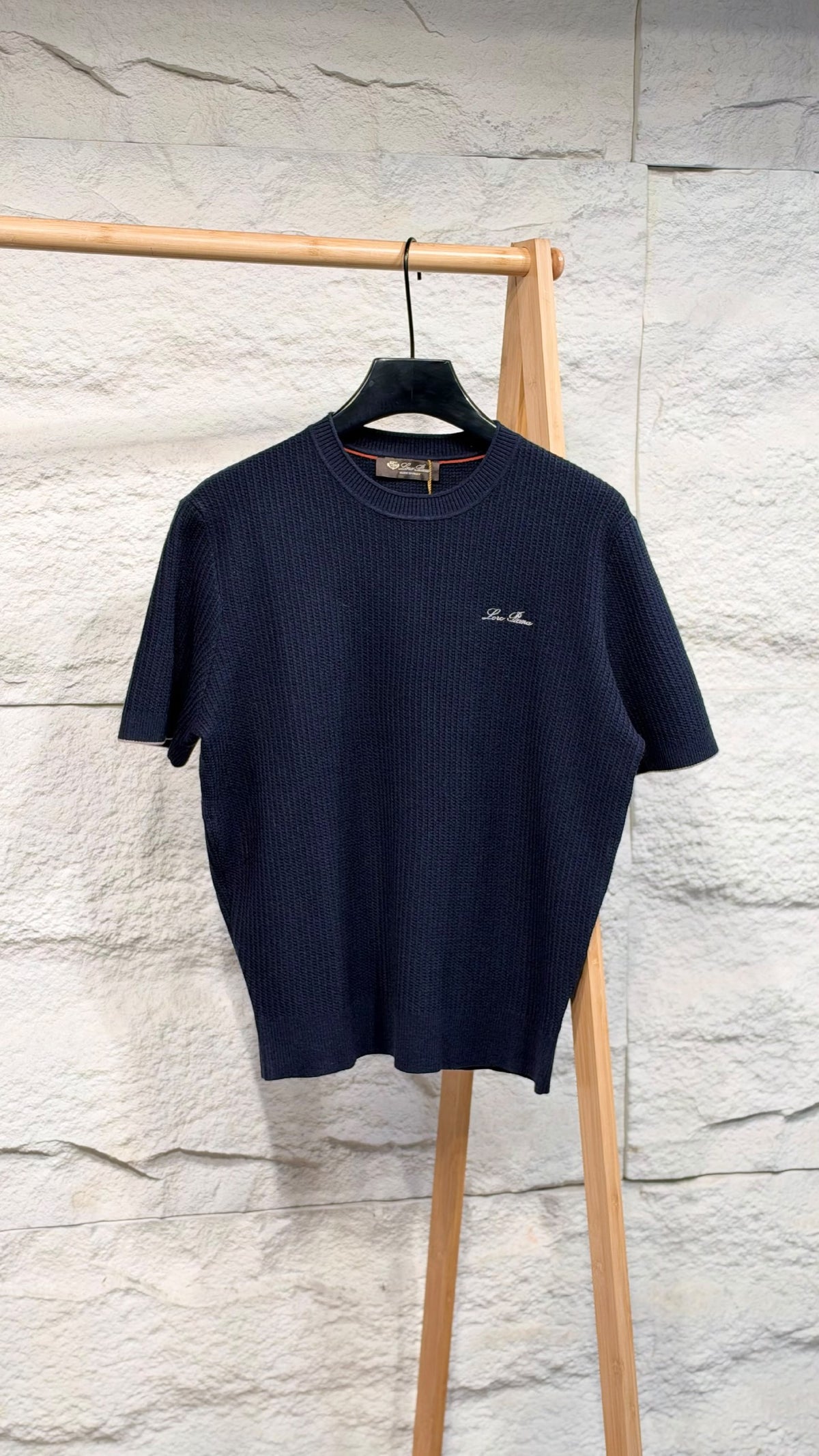 Loro Piana Knitted T-Shirt - Navy, Brown, Grey, White