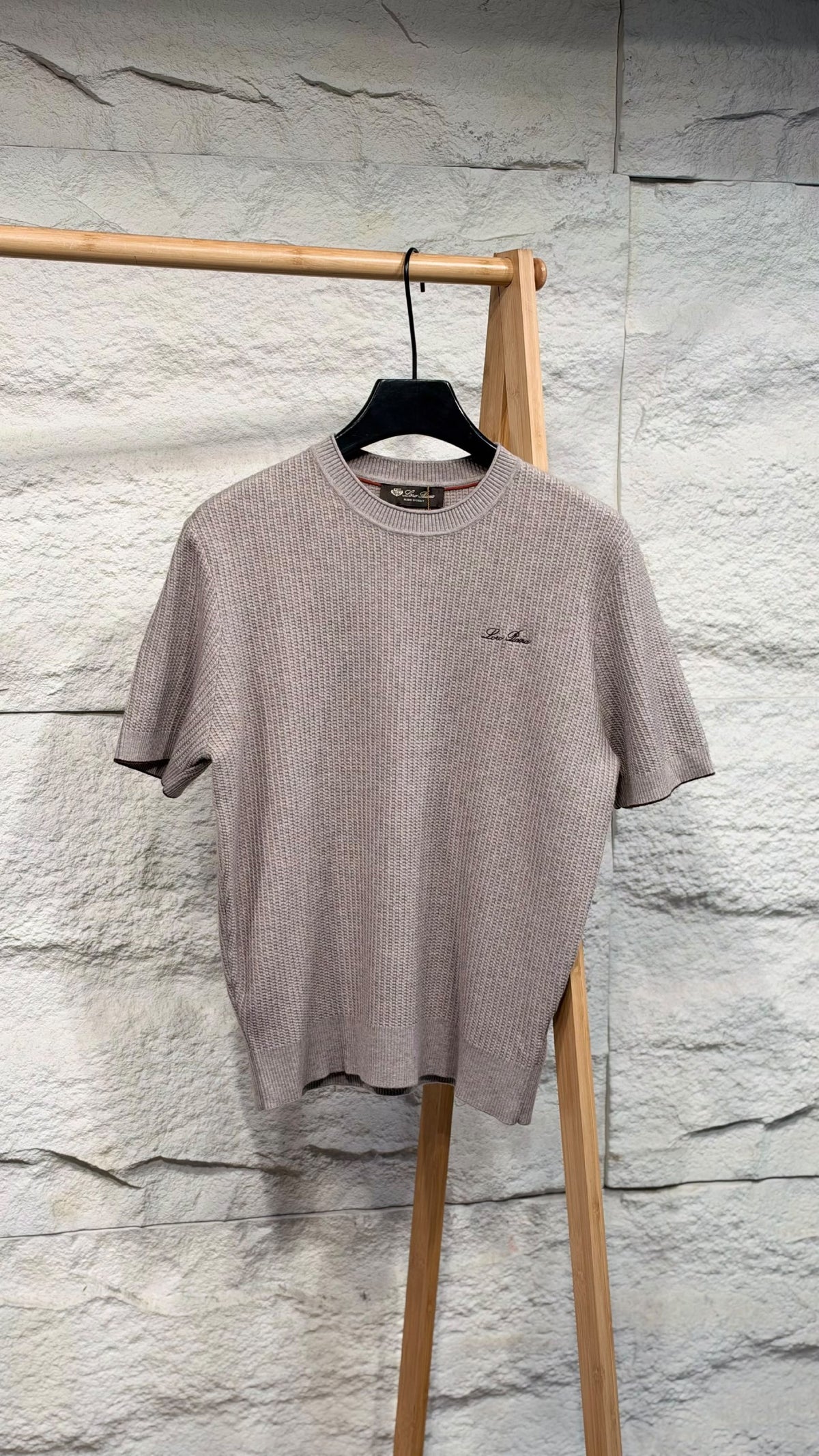 Loro Piana Knitted T-Shirt - Navy, Brown, Grey, White