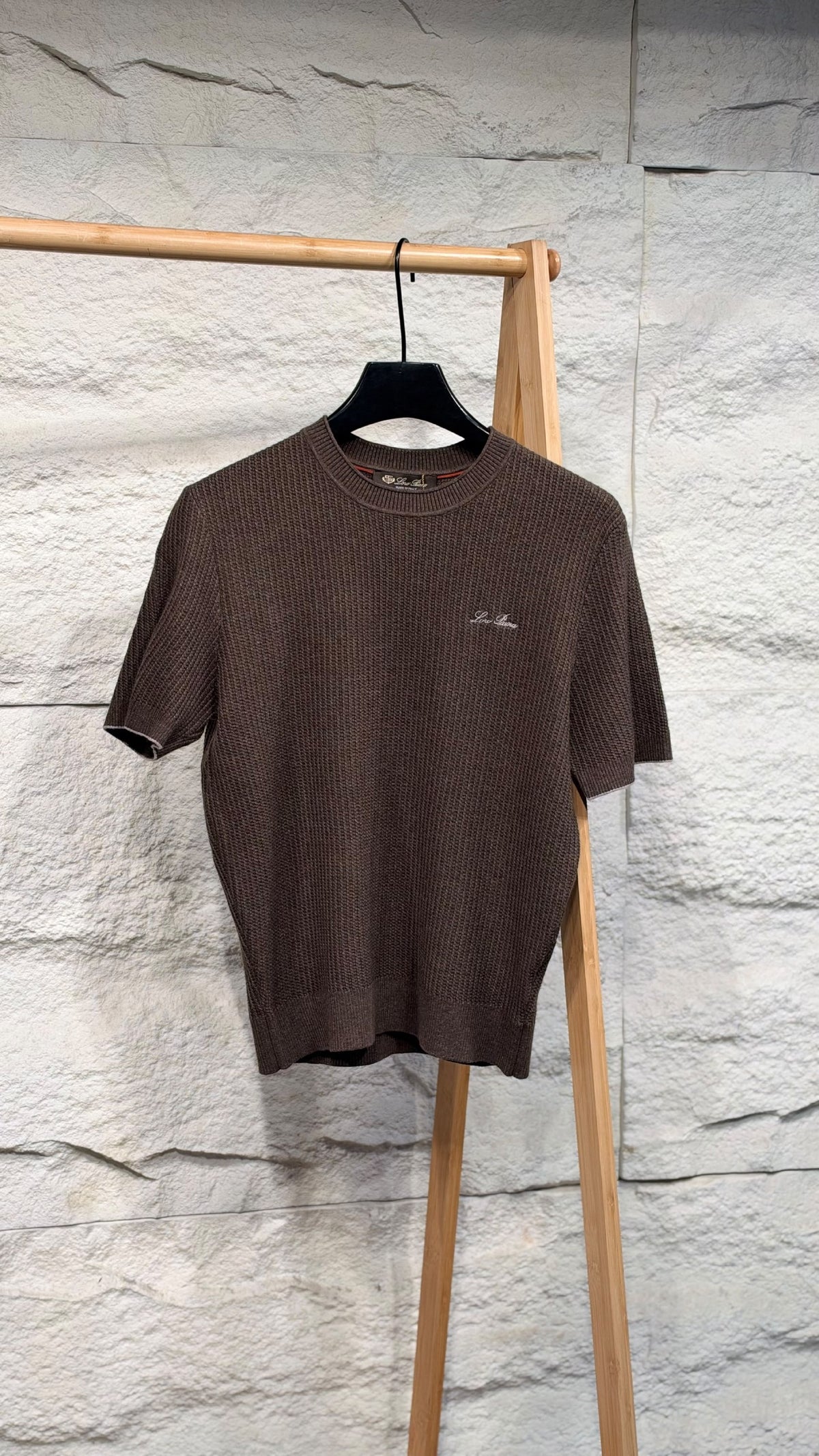 Loro Piana Knitted T-Shirt - Navy, Brown, Grey, White