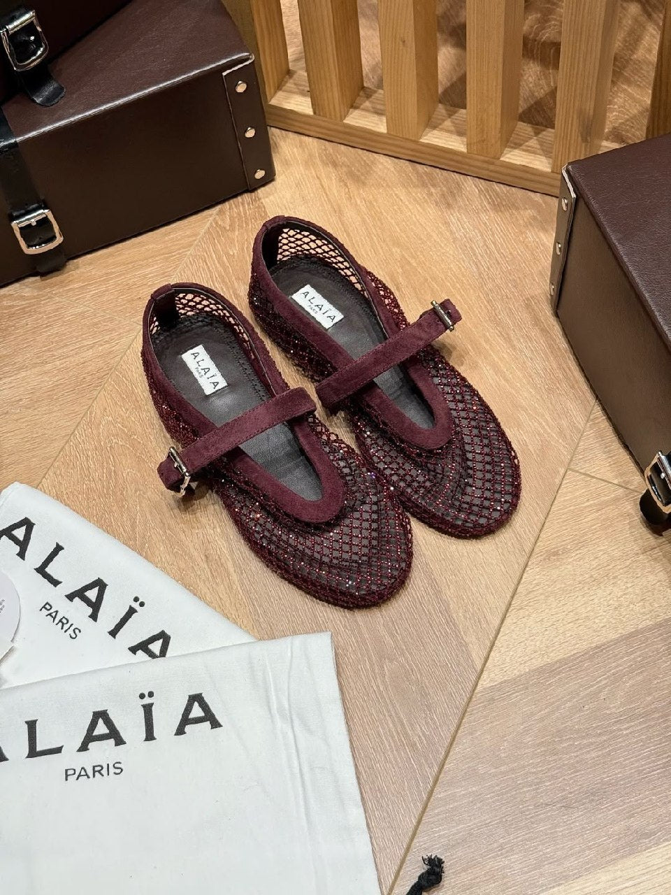 Alaïa Mary Jane Ballerina - Burgundy