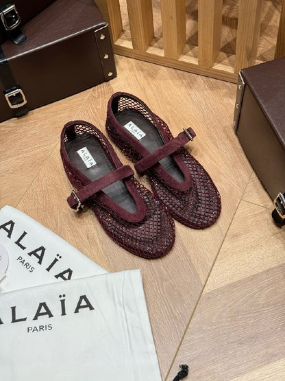 Alaïa Mary Jane Ballerina - Burgundy