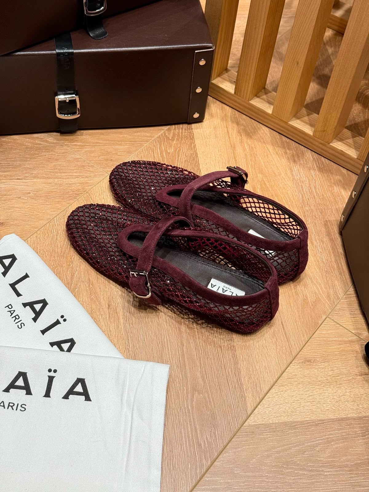 Alaïa Mary Jane Ballerina - Burgundy