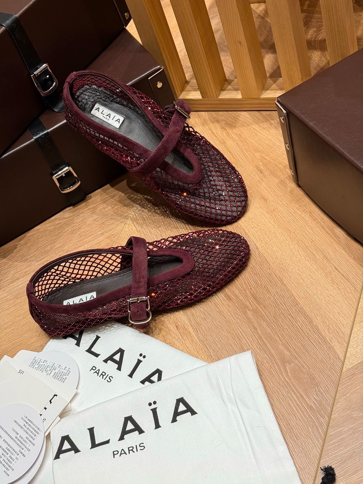 Alaïa Mary Jane Ballerina - Burgundy