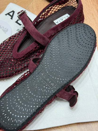 Alaïa Mary Jane Ballerina - Burgundy
