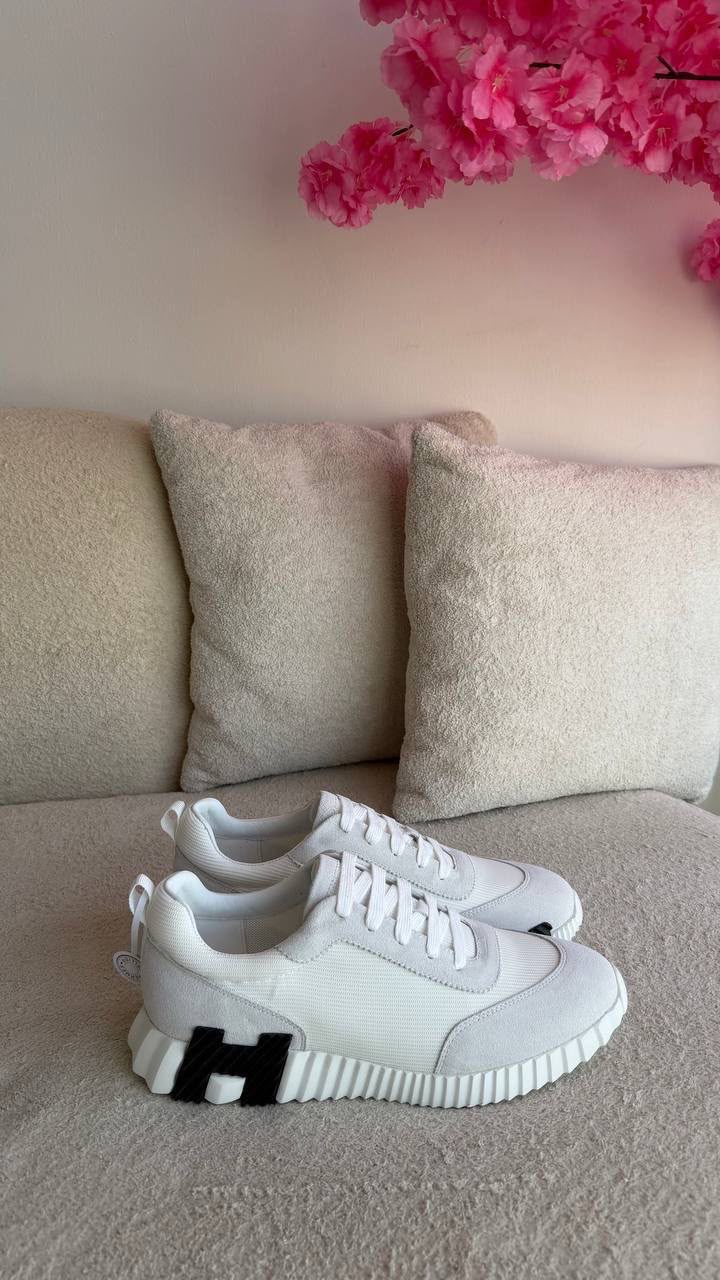 Hermes Mesh Sneakers - White & Black