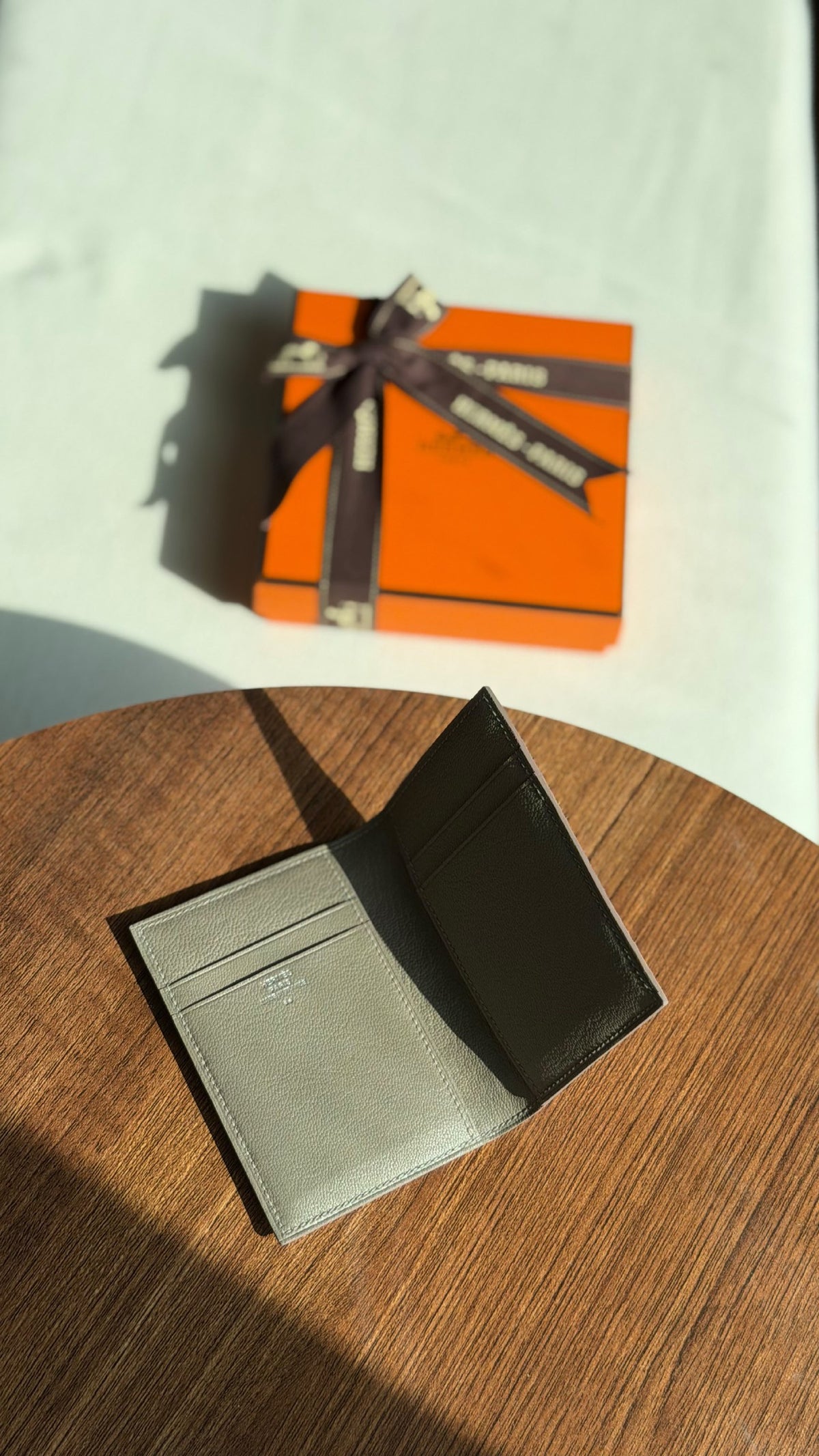 Hermès Euclide Card Holder - Grey Embossed