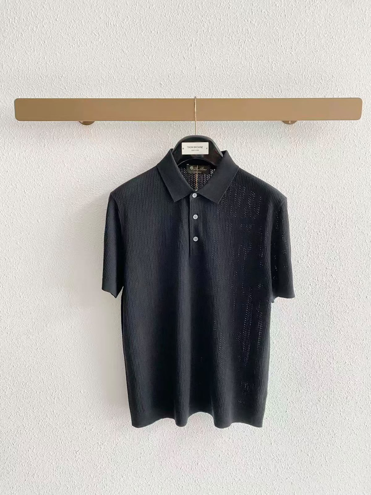 Loro Piana Ribbed Polo Shirt - Black